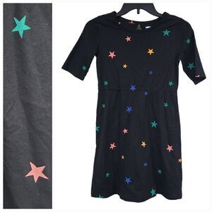 Old Navy Stars Dress Girls Large 10/12 Cute Black Jersey Knit Skater Stretch